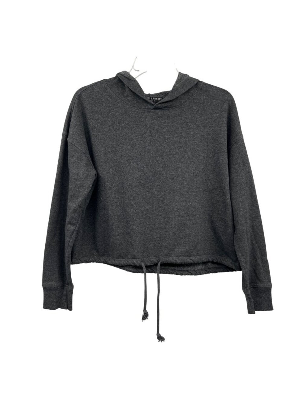 French Laundry Sport Womens Cropped Hoodie Tie Waist Gray Size Medium